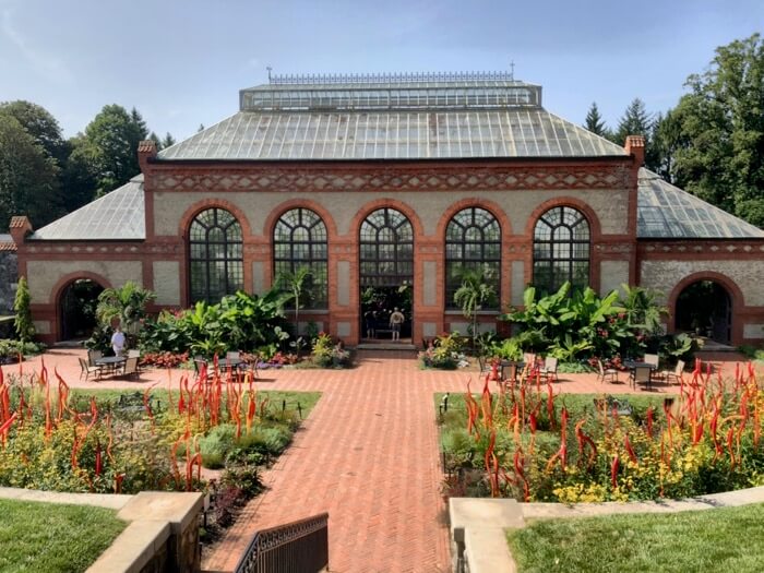 Conservatory at Biltmore with Chihuly sculpture photo by Kathy Miller