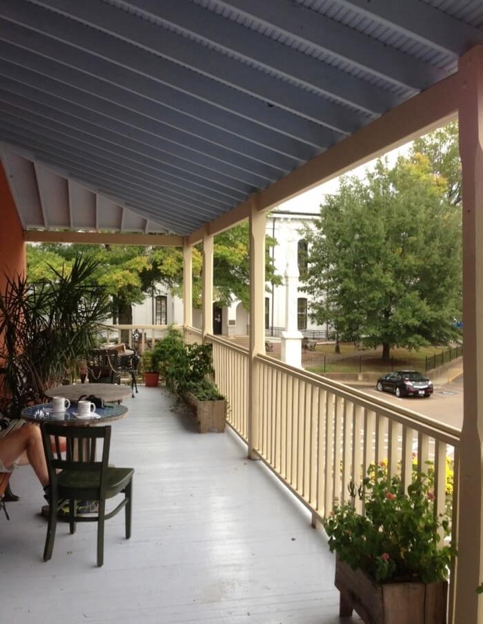 Square Books balcony overlooking Oxford Courthouse...on the Square photo by Kathy Miller