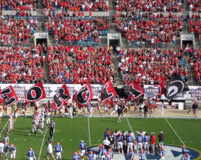 Georgia responds at Florida/Goergia game photo by Kathy Miller