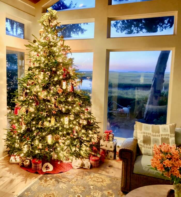 Christmas tree with sunrise view photo by Kathy Miller