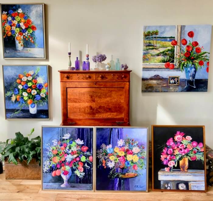 Flowers Gallery Wall ala Dutch Still-life original painting by Kathy Miller