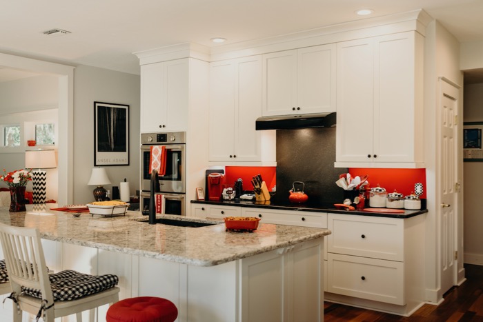 Lib Schuler kitchen with with and black photo by Page Tehan