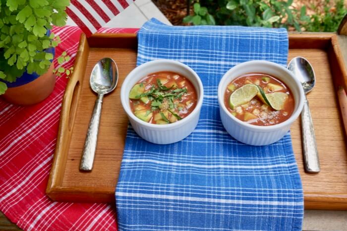 Kathy's Spicy Gazpacho with Avocado and Corn photo by Kathy Miller