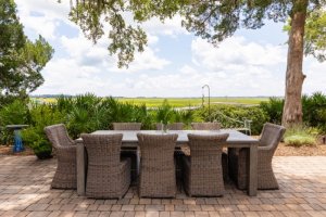 Marsh side dining on patio photo by Lynn Tennille