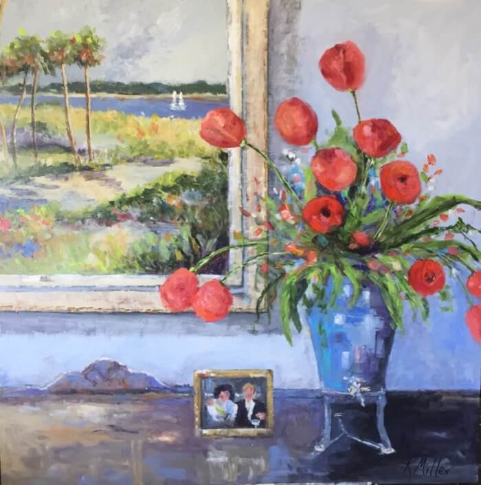 Tulips in Grandmother's Samovar painting by Kathy Miller