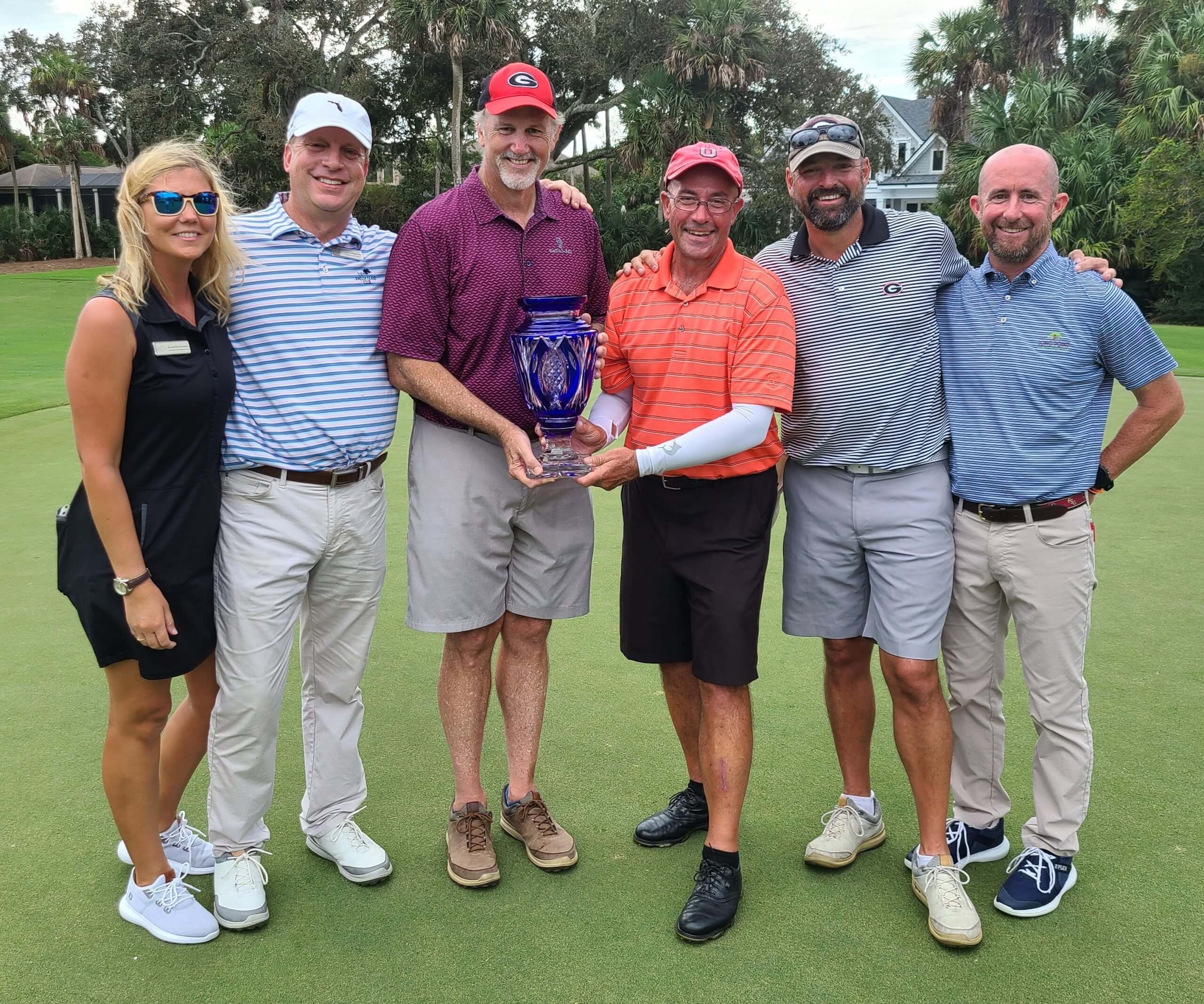 2020 Men's Member Member winners receiving the Mike Joyce Trophy