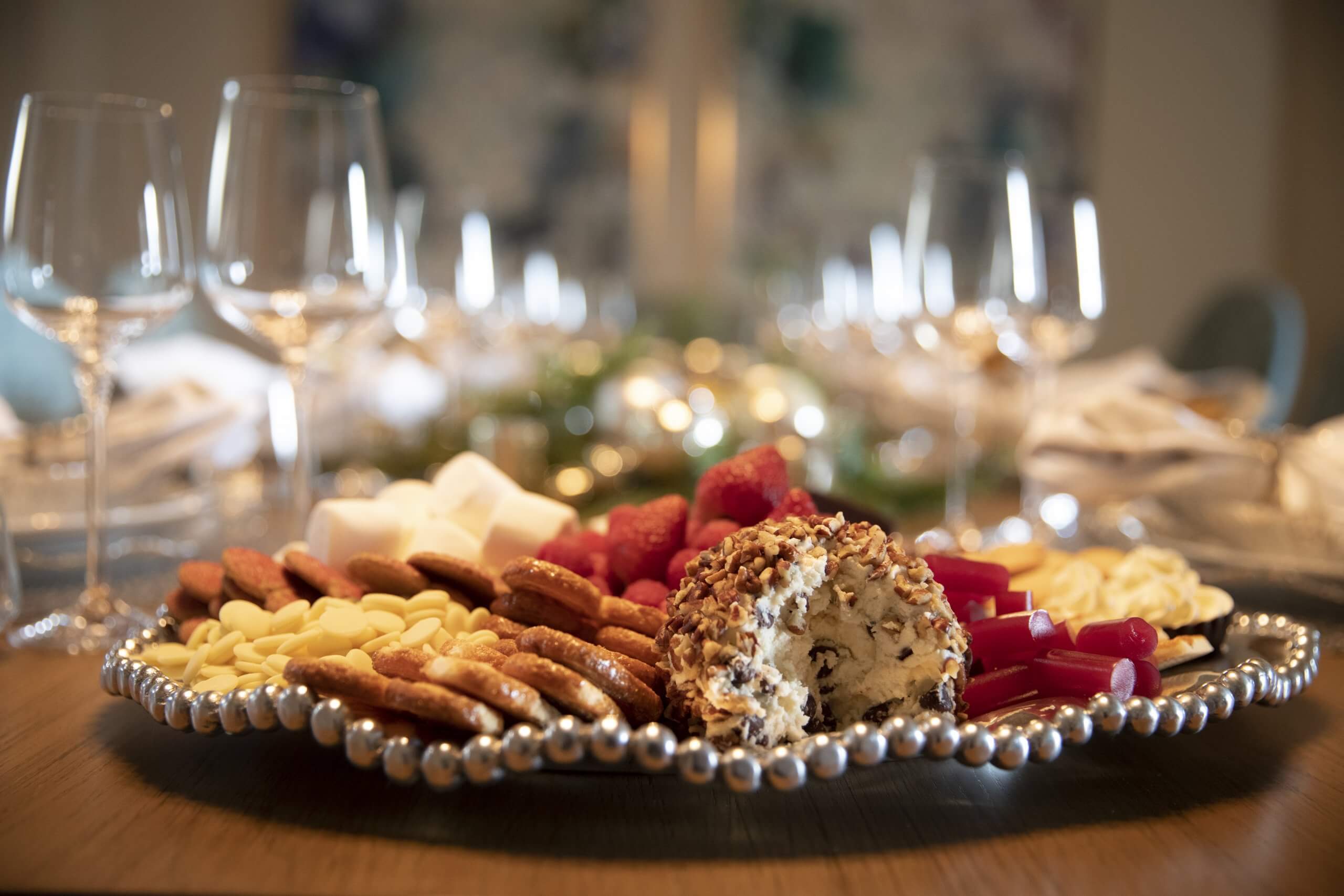 chocolate chip cheese ball on a dessert board photo by Clay Greenhaw