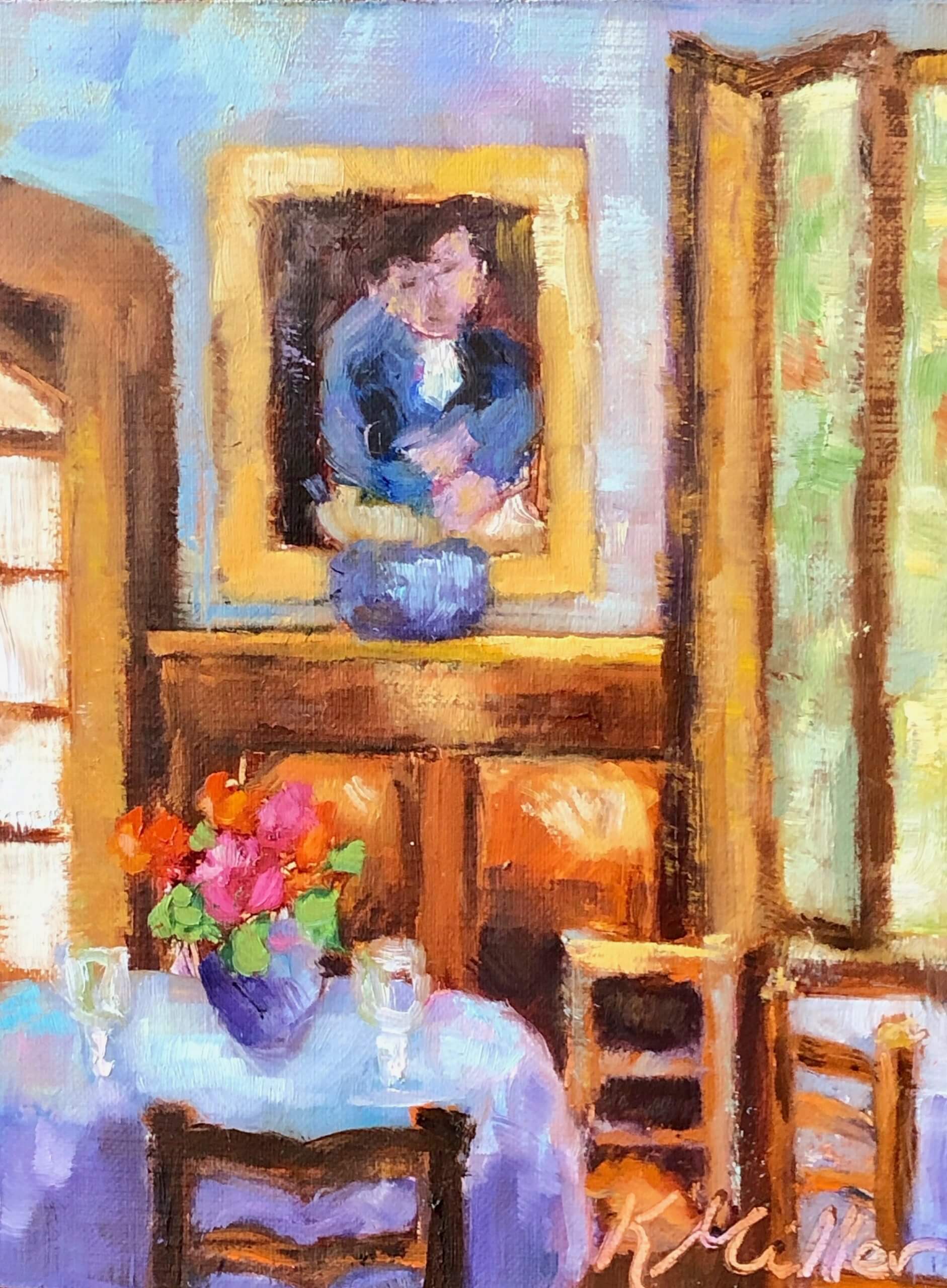 Lunch in Provence original oil painting by Kathy Miller