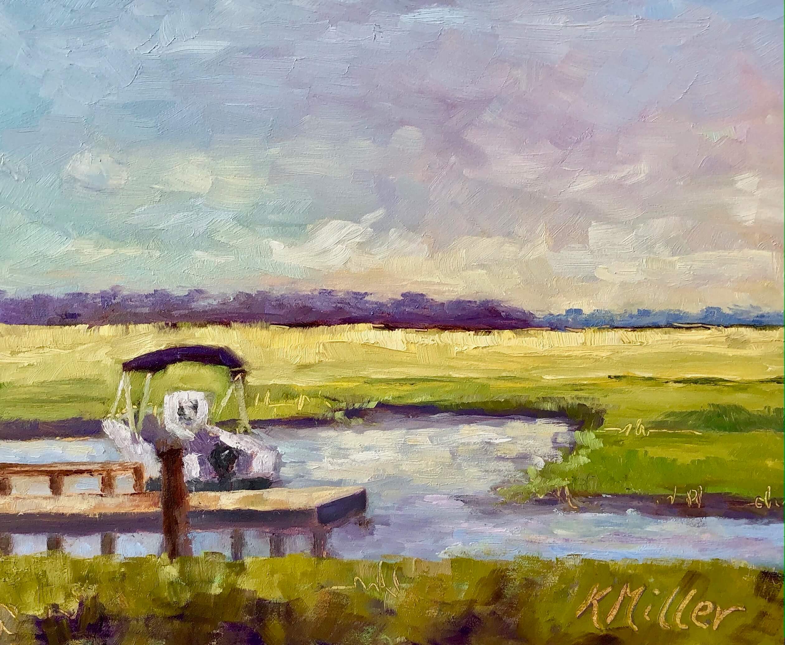 Marsh Sunrise 8"x10" oil on museum quality panel original painting by Kathy Miller