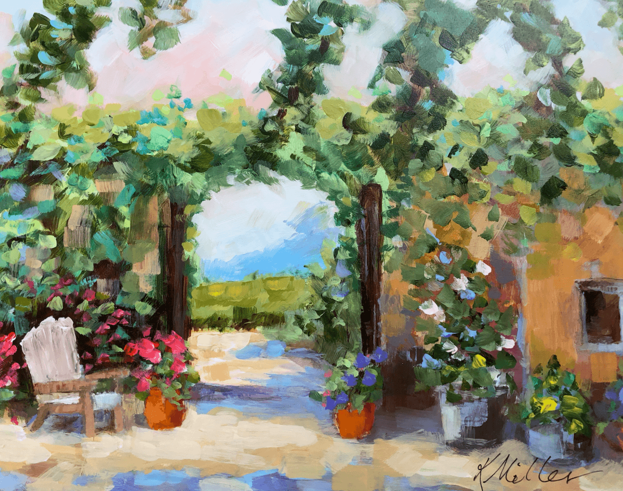 Winery In Provence oil on Gesso Panel by Kathy Miller