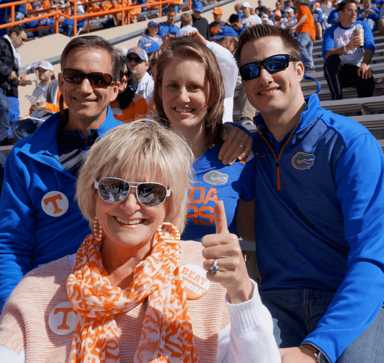 Dave, Lizzy, James and Kathy at Tennessee/ Florida game photo by Kathy Miller