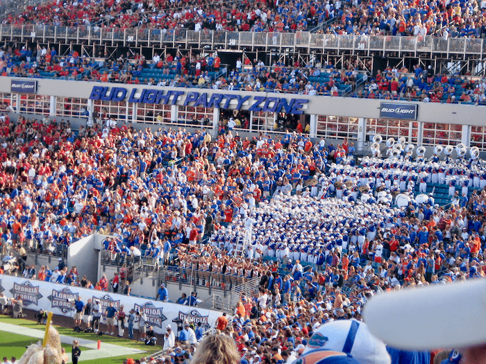 Florida band and fans at Florida Georgia game photo by Kathy Miller
