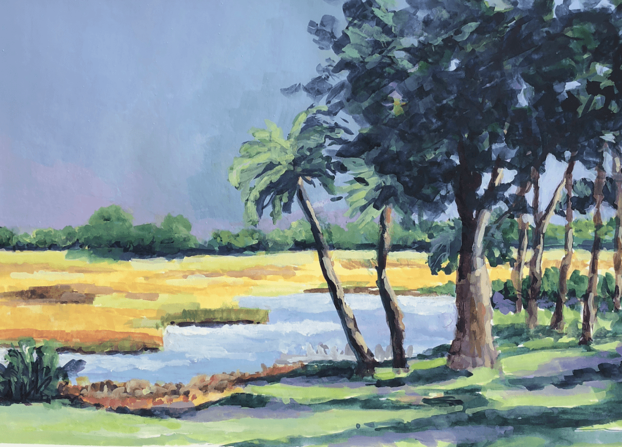 Marsh Love water color with gouache painting by Kathy Miller