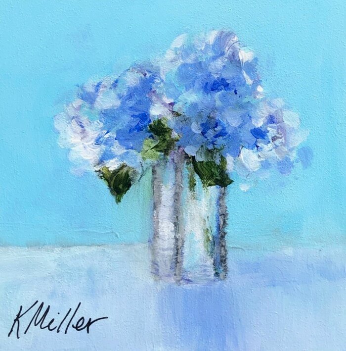 Hydrangea Blues painting by Kathy Miller