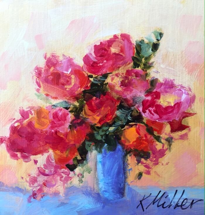 Dramatic Peonies original painting by Kathy Miller