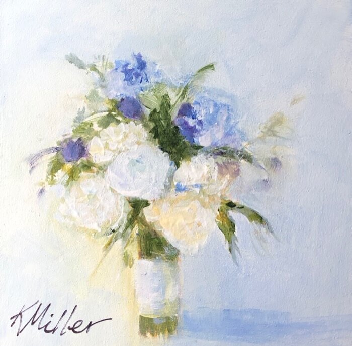 Soft Hydrangea Bouquet original painting by Kathy Miller