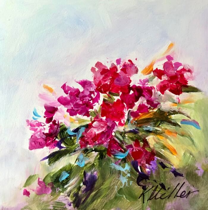 Pink Pops Peonies painting by Kathy Miller