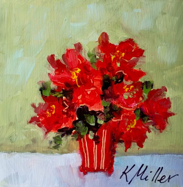Poinsettias painting by Kathy Miller