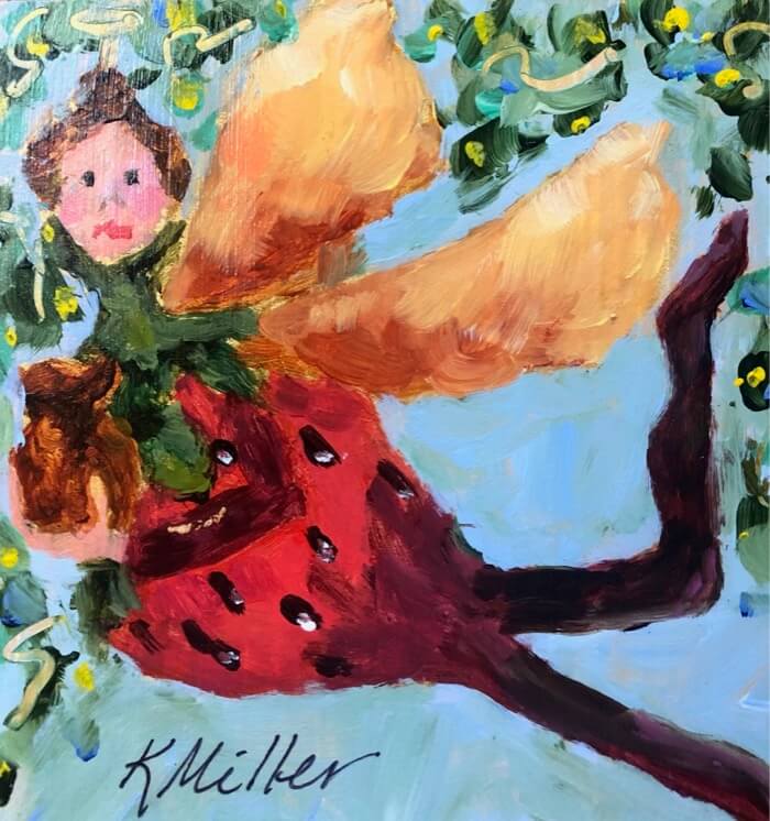 Strawberry Fairy" original painting by Kathy Miller