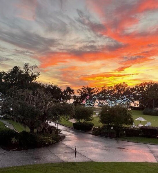 Sunset at Jekyll from the Annex photo by Kathy Miller