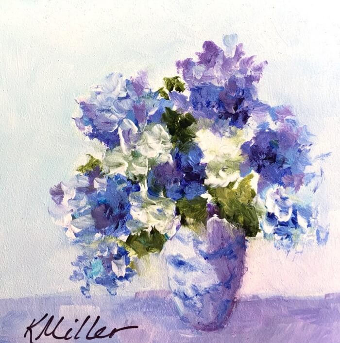 Bluesy Hydrangeas original painting by Kathy Miller