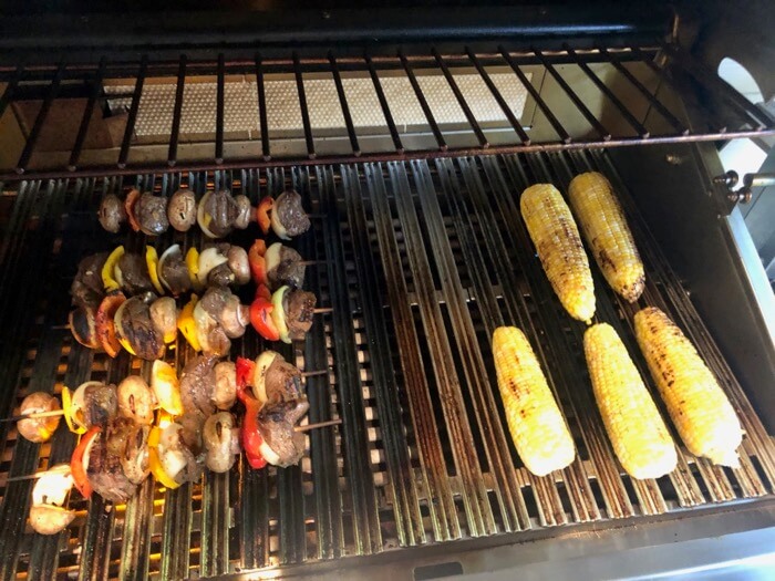 Steak Kabobs and Grilled Corn