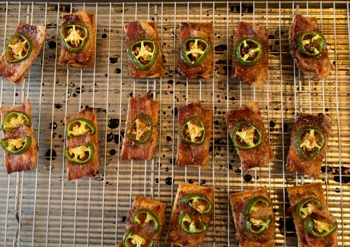 Candied Bacon crackers fresh out of the oven photo by Kathy Miller