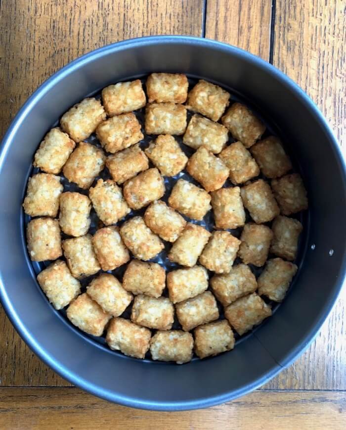 Layer 1- tater tot cake bottom photo by Kathy Miller