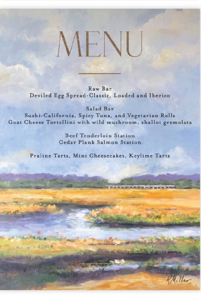 Menu Card, Living On The Marsh painting by Kathy Miller