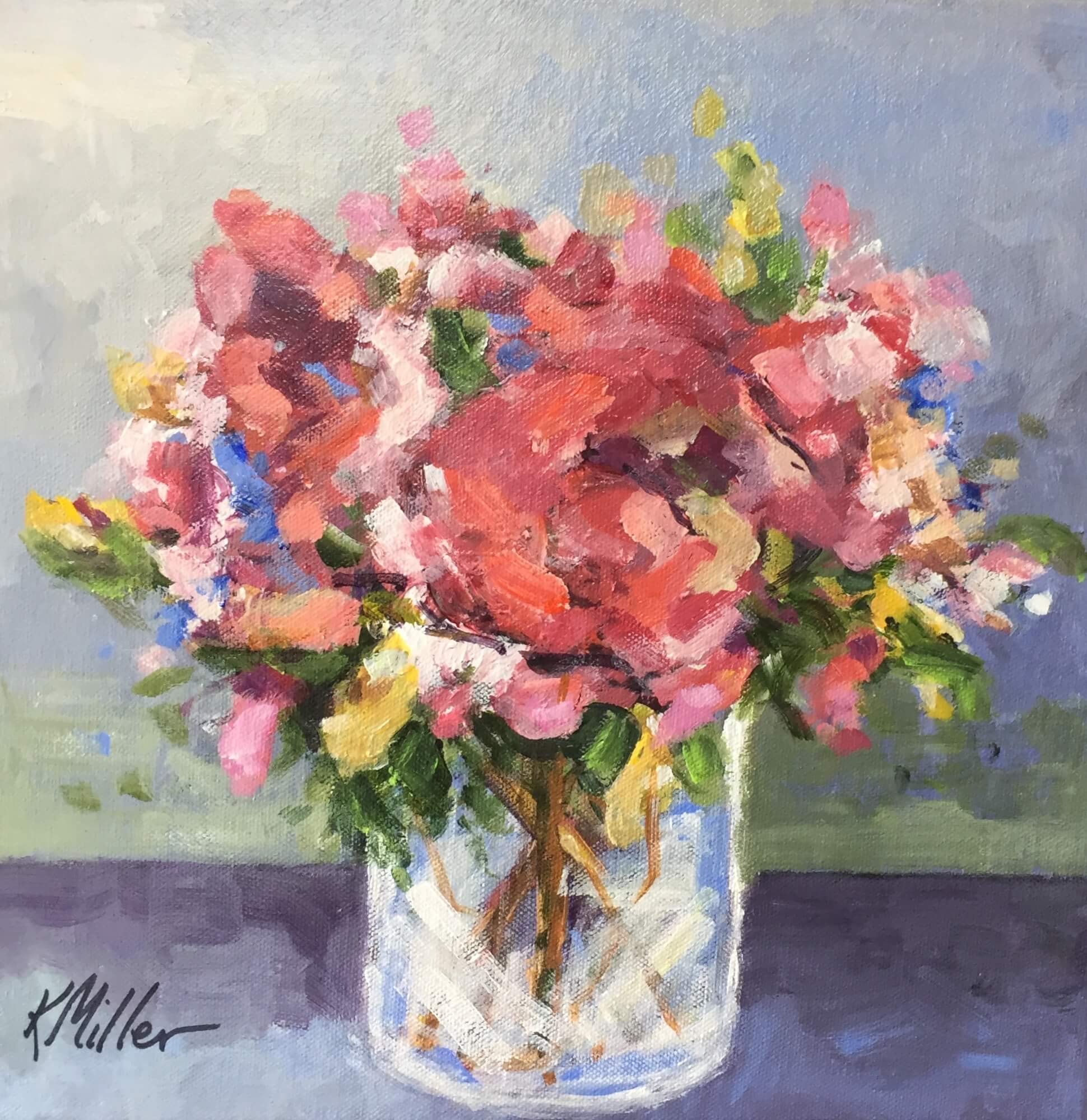 PEONIES II Acrylic on Canvas Original Painiting by Kathy Miller