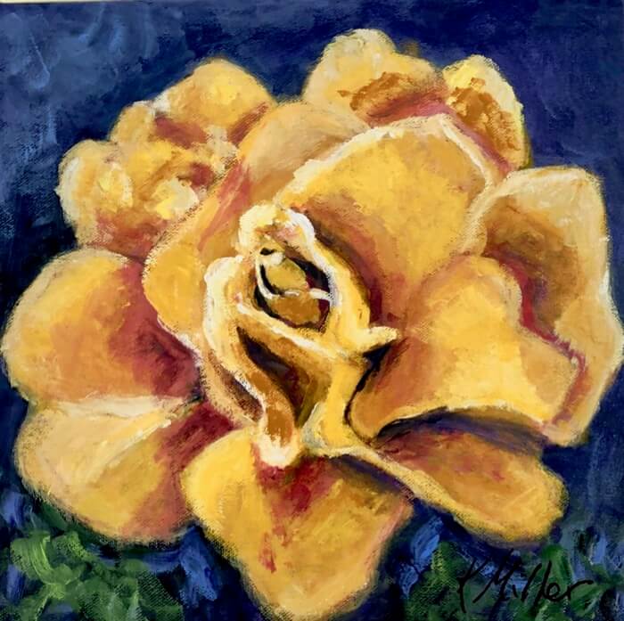Yellow Rose painting by Kathy Miller