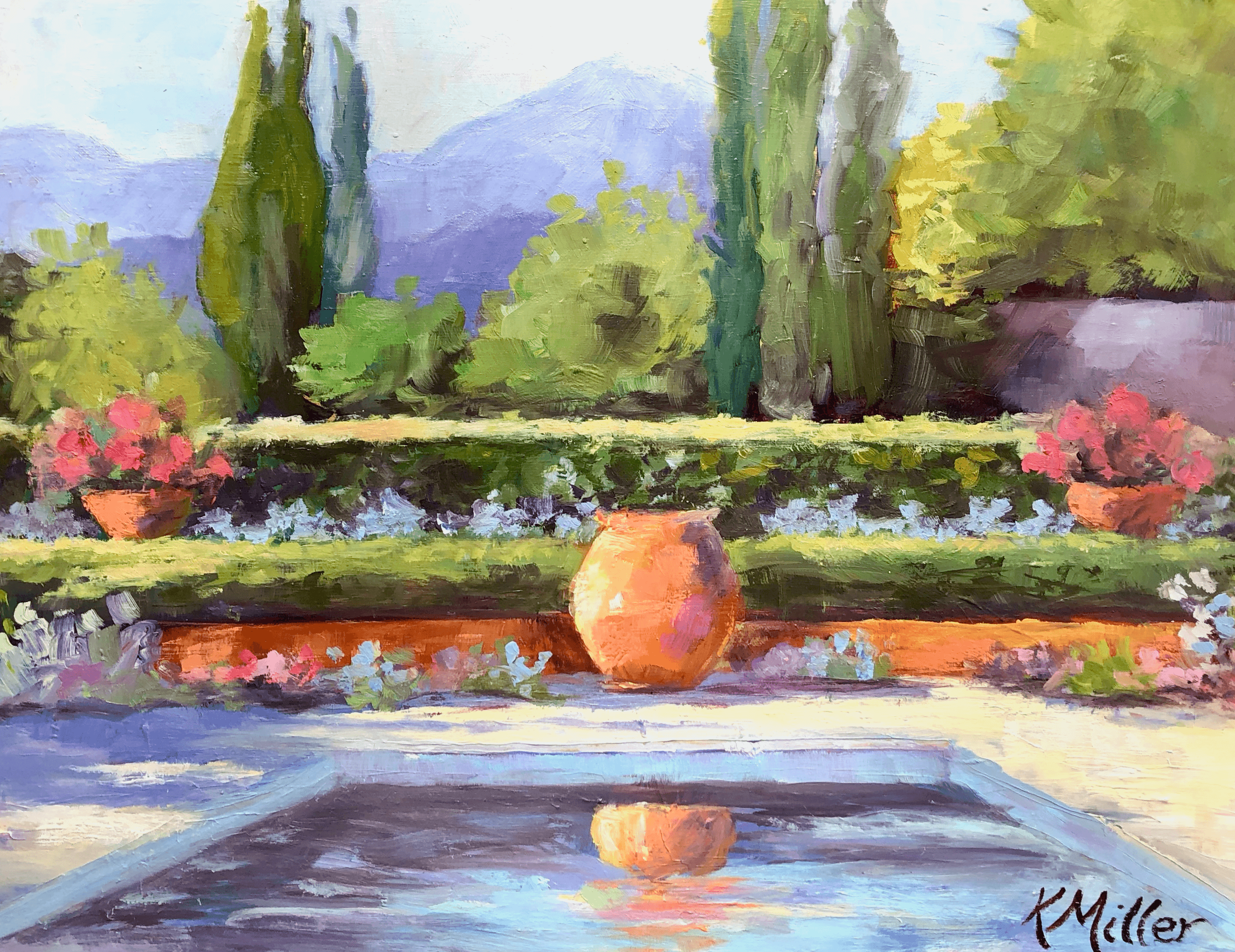 A California garden reminds me of Provence painting by Kathy Miller