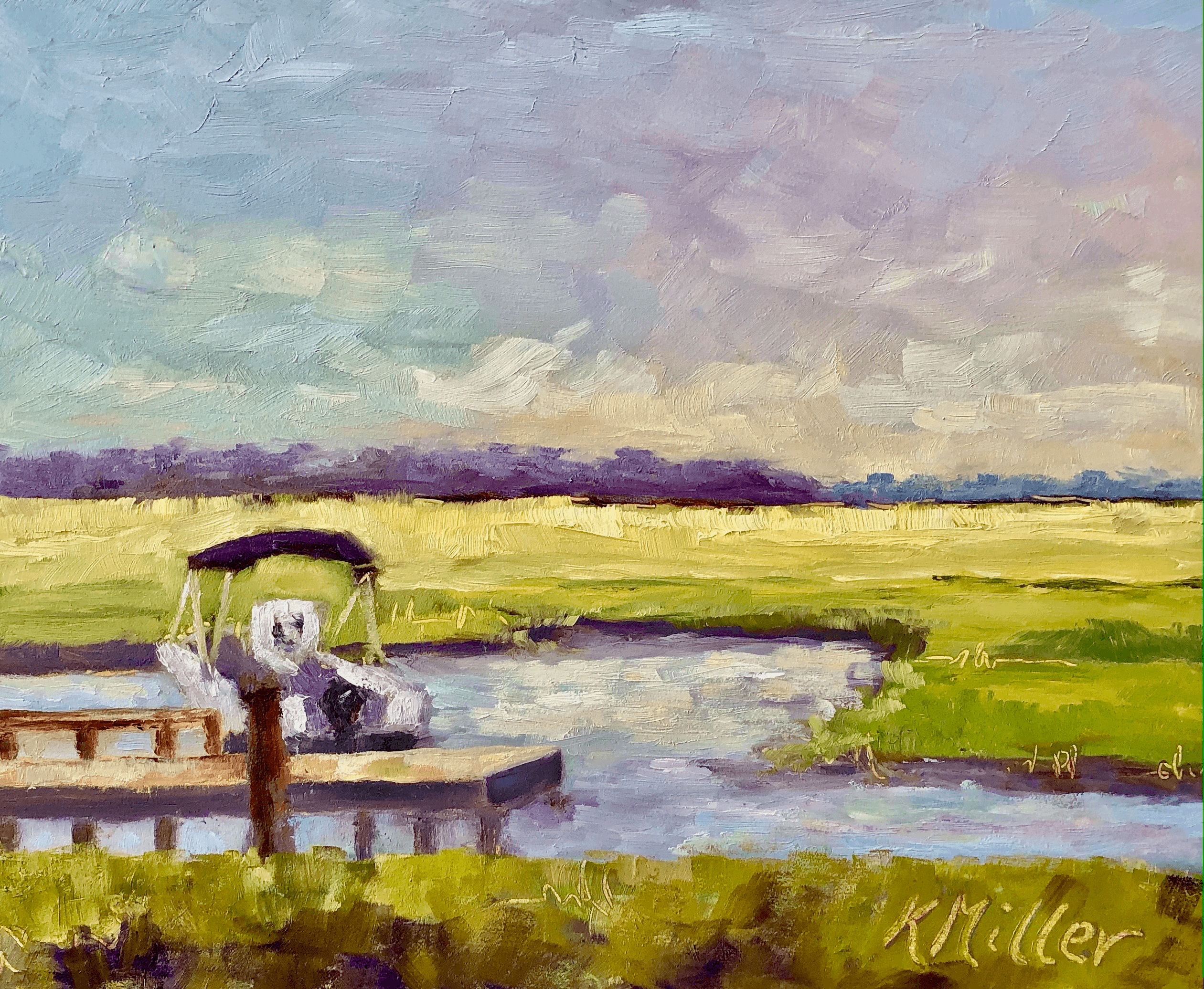 Marsh Sunrise II original oil painting by Kathy Miller