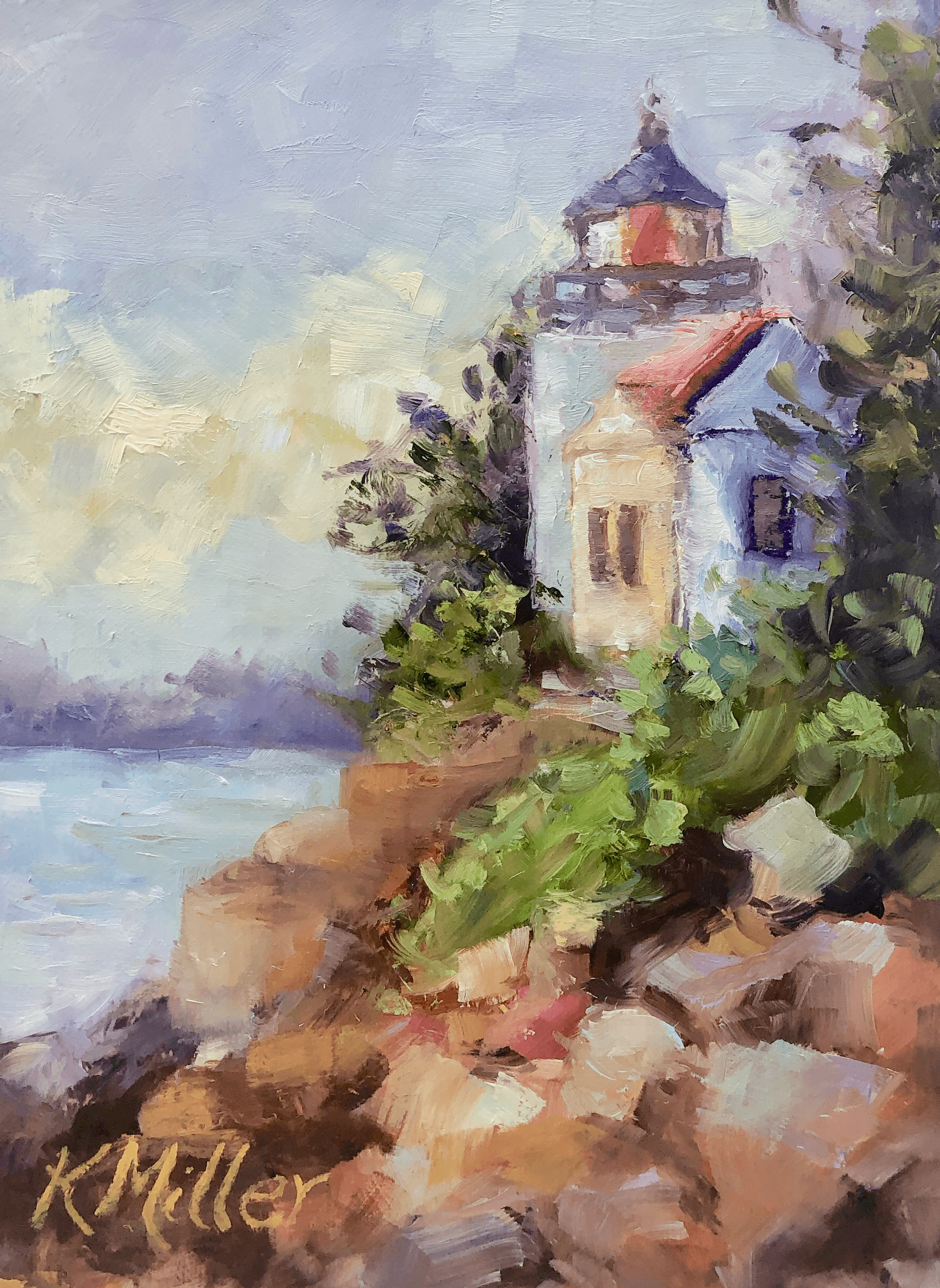 Bass Harbor Head Light Station painting by Kathy Miller
