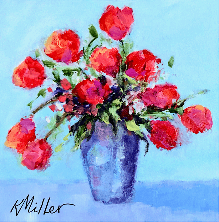 One Rose Short original painting by kathy Miller