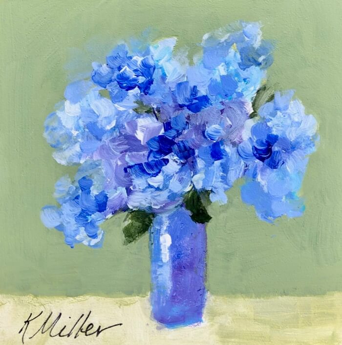 Hydrangeas in Blue Vase painting by Kathy Miller